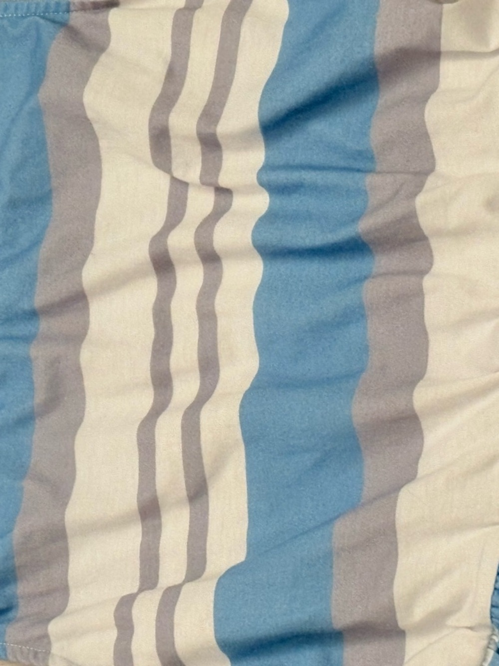 Blue, White & Gray Striped Sleeveless above knee scoop neck dress with pockets - Picture 3 of 4